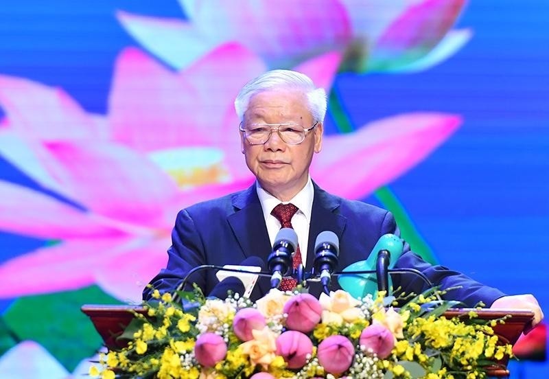 Party General Secretary Nguyen Phu Trong speaking at the event (Photo: DANG KHOA)