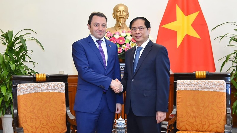 Vietnamese Foreign Minister Bui Thanh Son and Azerbaijan Deputy Foreign Minister Elnur Mammadov. (Photo: baoquocte.vn)