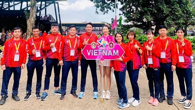 Vietnamese students attending Southeast Asian Student Sports Festival 2022 (Photo: webthethao.vn)