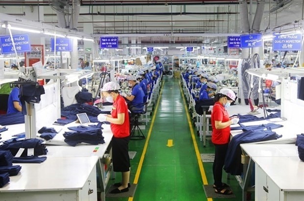 Workers make garment products at Apparel Far Eastern Vietnam Co. in Binh Duong province. (Photo: VNA)