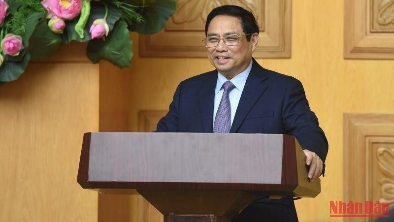 Prime Minister Pham Minh Chinh speaking at the dialogue (Photo: NDO/Tran Hai)