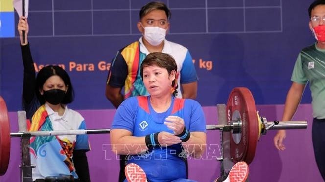 Chau Hoang Tuyet Loan won a gold medal in the 55kg category. (Photo via VNA)