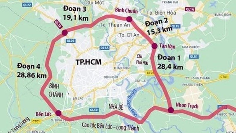 The map of Ho Chi Minh City's Ring Road 3. (Photo: VGP)