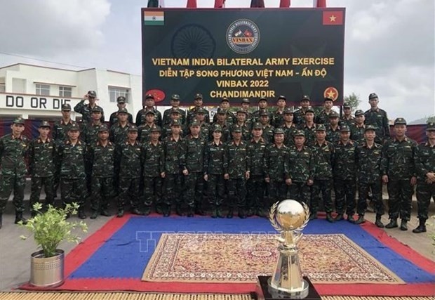 The Vietnamese team at the Vietnam - India Bilateral Army Exercise 2022 (Source: VNA)