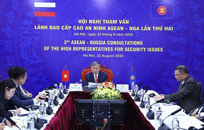 Politburo member and Minister of Public Security Gen. To Lam attends the event (Photo: cand.com.vn)