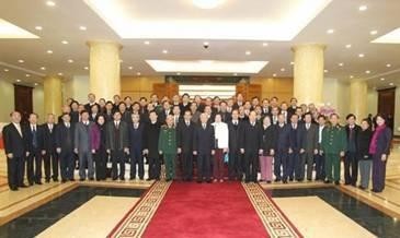 Party leader Trong and members of the 10th and 11th Politburo, Secretariat and PCC.