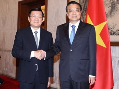 Vietnamese President Truong Tan Sang and Chinese Premier Li Keqiang (Photo: VNA)