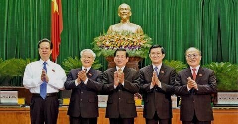 From left: Prime Minister Nguyen Tan Dung, Party General Secretary Nguyen Phu Trong, President of the 12th tenure Nguyen