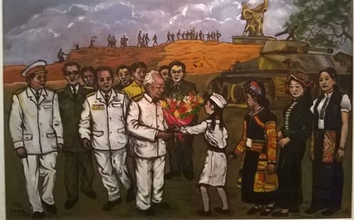 ‘Dien Bien Don Tuong Giap’ (Dien Bien provincial residents welcome General Giap), a painting by Pham Phi Chau (Source: VOV)