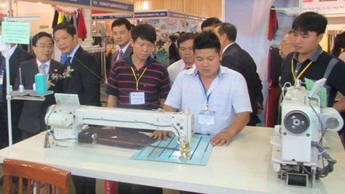 Visitors at the textile and garment equipment expo