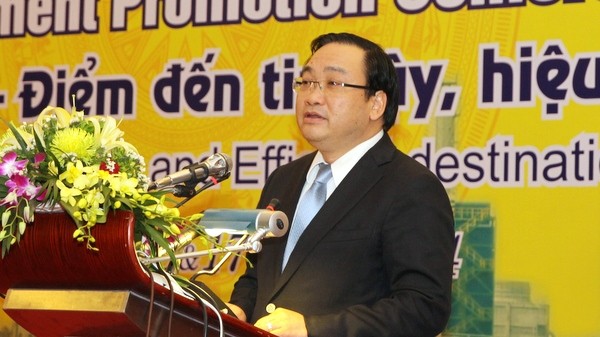 Deputy PM Hoang Trung Hai speaking at the Thai Binh Investment Promotion Conference