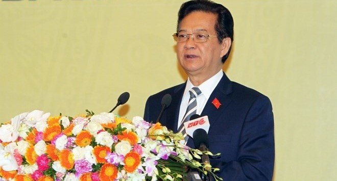 PM Nguyen Tan Dung speaks at the conference. (VNA)