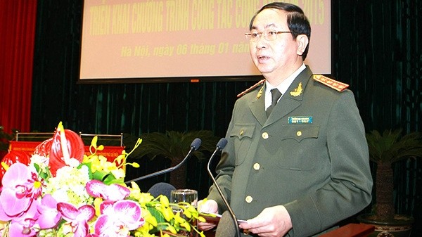 Minister of Public Security, General Tran Dai Quang speaks at the conference. (Credit: cand.com.vn)