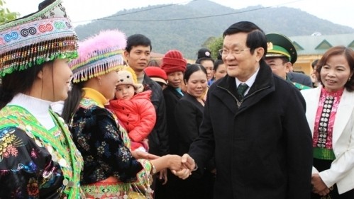 President Truong Tan Sang and ethic residents of Son La province
