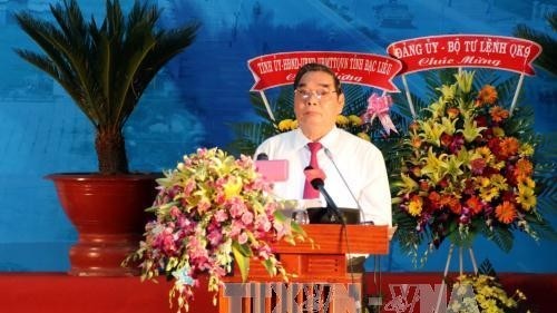 Politburo member Le Hong Anh addressing the ceremony in Ca Mau province (Photo: VNA)