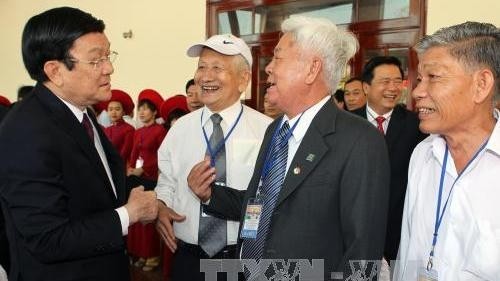 President Truong Tan Sang and delegates at the ceremony in Long An province (Photo: VNA)
