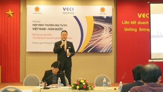 The workshop ‘Vietnam-RoK FTA: Committed Contents, Impacts on Vietnamese businesses’ (Credit: vtv.vn)