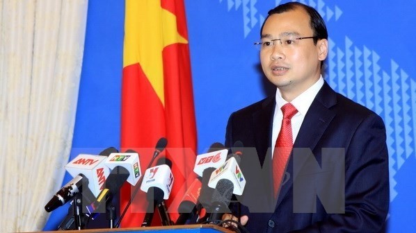 Foreign Ministry’s Spokesman Le Hai Binh speaks at the press conference. (Credit: VNA)