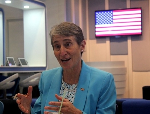 Secretary of the US Department of the Interior Sally Jewell speaking at the press conference on June 30.