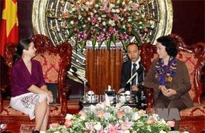 National Assembly Vice Chairwoman Nguyen Thi Kim Ngan receiving Rabea Brauer, Director of the Konrad-Adenauer-Stiftung (