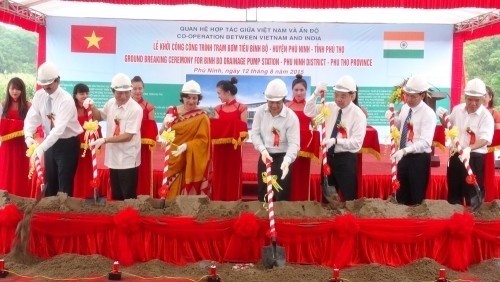 At the groundbreaking ceremony for the pump station