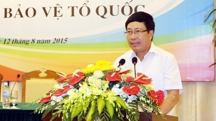 Deputy PM and Foreign Minister Pham Binh Minh speaking at the seminar. (Credit: VGP)