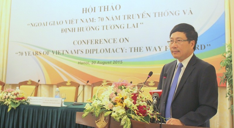 Deputy Prime Minister and Foreign Minister Pham Binh Minh speaks at the conference. 