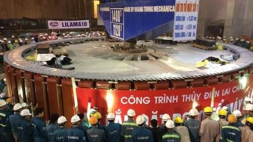 Rotor installed for first turbine at Lai Chau hydroelectricity plant (Photo: baocongthuong.com.vn)