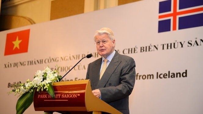 Icelandic President Olafur Ragnar Grimsson addresses the event in Ho Chi Minh City on Friday. (Image credit: TTO)