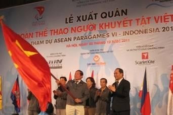The send-off at the Ho Chi Minh Museum in Hanoi for disabled Vietnamese  athletes competing in the sixth ASEAN ParaGames