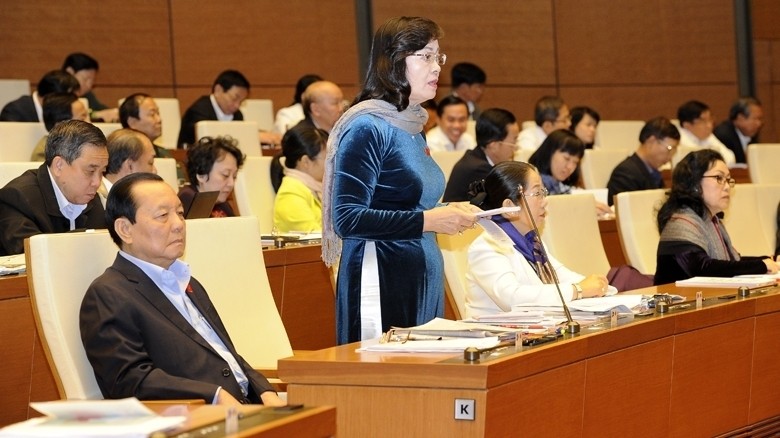 A deputy from HCMC speaking before the 13th National Assembly