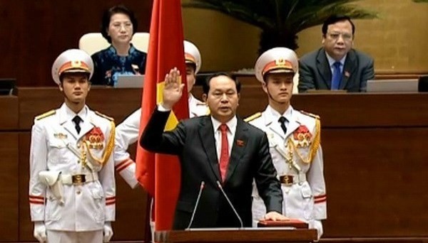 Newly-elected President Tran Dai Quang at the swearing-in ceremony (Photo: VNA)