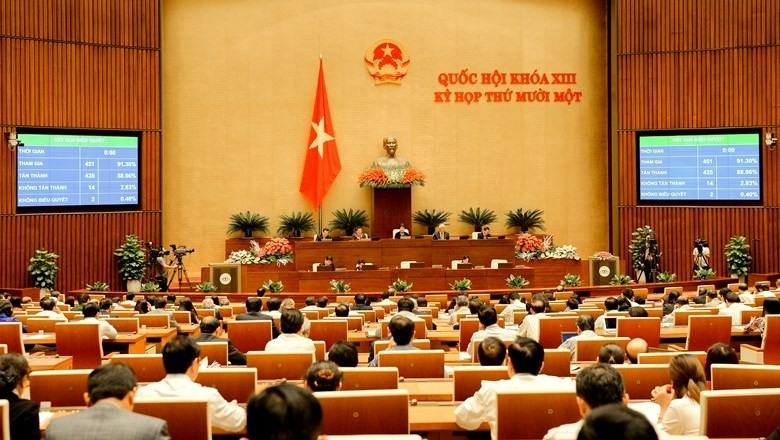 National Assembly deputies vote on the replacement of the Vice President, the Chief Justice of the Supreme People’s Court and the Prosecutor General of the Supreme People’s Procuracy during the April 7 session of the 13th NA. (Credit: quochoi.vn)