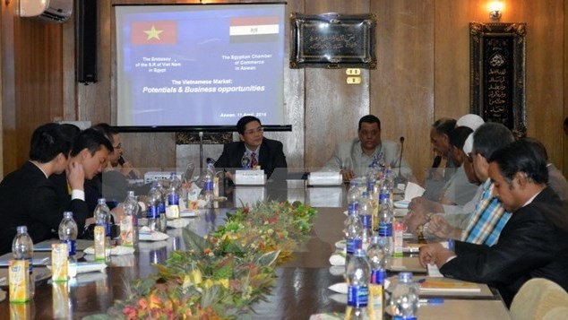 Vietnamese Ambassador Do Hoang Long and President of the Aswan Chamber of Commerce Mohamed Abu Al Kassem (Credit: VNA)