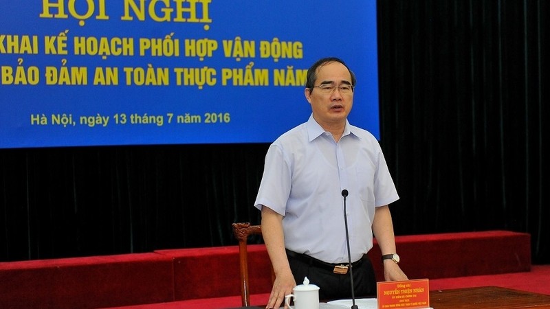 VFF President Nguyen Thien Nhan speaks at the conference. (Photo: vietnamnet) 