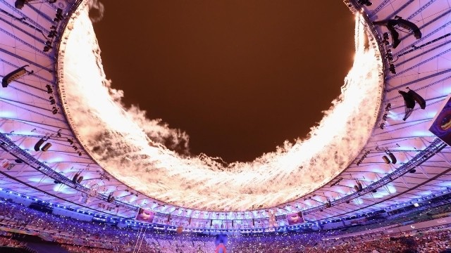 Impressive firework display at Maracanã Stadium in Rio de Janeiro, Brazil, at the opening of the 2016 Paralympic Games, September 7 (local time). (Credit: Getty Images)