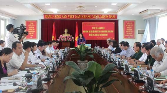 Vice President Dang Thi Ngoc Thinh speaking at the working session (Credit: baodongnai.com.vn)