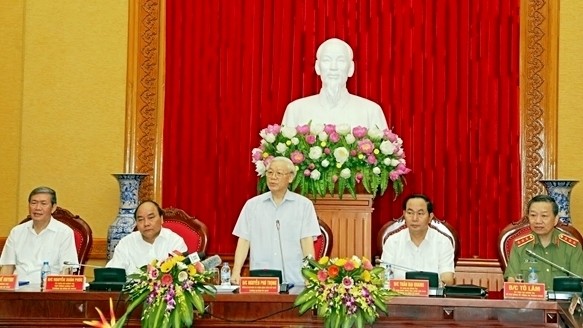 Party General Secretary Nguyen Phu Trong speaks at the announcement of his appointment by the Politburo to the Central Party Committee for Public Security in Hanoi on September 21. (Credit: VGP)