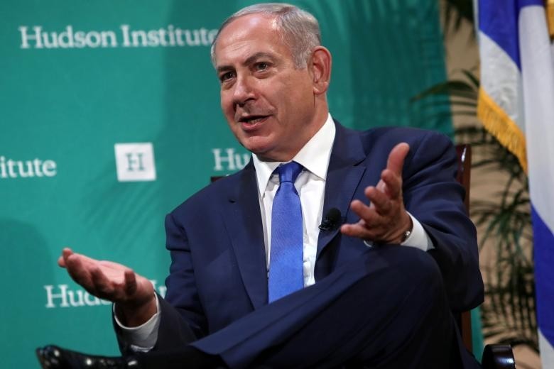 Israeli Prime Minister Benjamin Netanyahu delivers remarks at the Hudson Institute's Herman Kahn Award Ceremony at the Plaza Hotel in Manhattan, New York, US, September 22, 2016. REUTERS