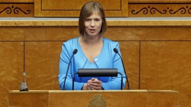 Newly-elected Estonia's President Kersti Kaljulaid speaks after the vote in the country's Parliament in Tallinn, Estonia, October 3, 2016. (Credit: Reuters)