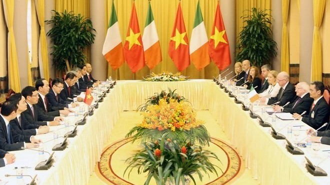 At the talk between President Tran Dai Quang and his Irish counterpart Michael D. Higgins(Credit: VNA) 