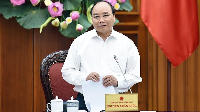 PM Nguyen Xuan Phuc speaking at the working session (Credit; VGP)