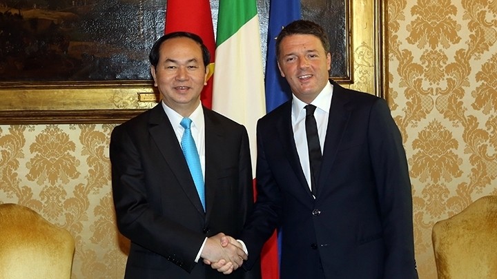 President Tran Dai Quang and Italian Prime Minister Matteo Renzi