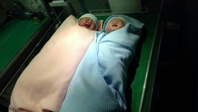 The twins born through IVF at the A Thai Nguyen General Hospital on December 4.