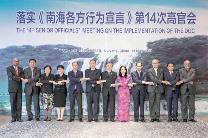 Heads of SOM delegations of ASEAN countries and China at the 14th ASEAN-China Senior Officials' Meeting in Guiyang city on May 18.