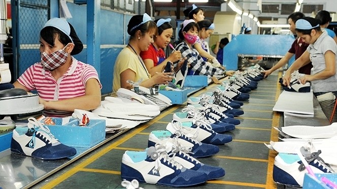 A production line for shoes at Vinh Yen JSC in Vinh Phuc province (credit: Thanh Lam)