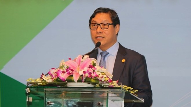 Vietnam's Deputy Minister of Planning and Investment Dang Huy Dong speaks at the 45th meeting of the APEC Small and Medium Enterprises (SMEs) Working Group on September 13 (Photo: VNA)