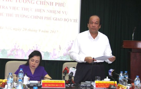 Minister and Chairman of the Government's Office, Mai Tien Dung speaks at the working session. (Photo: nld.com.vn)