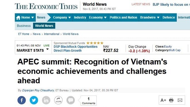 India’s The Economic Times highlights APEC Summit and Vietnam's economic achievements and challenges ahead. (Photo: VNA)