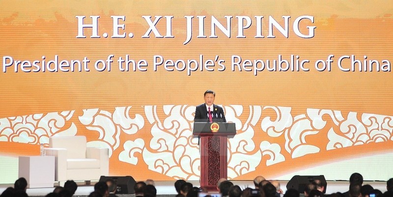  China’s President Xi Jinping speaks at APEC CEO Summit in the central city of Da Nang on November 10. (Source: VNA)